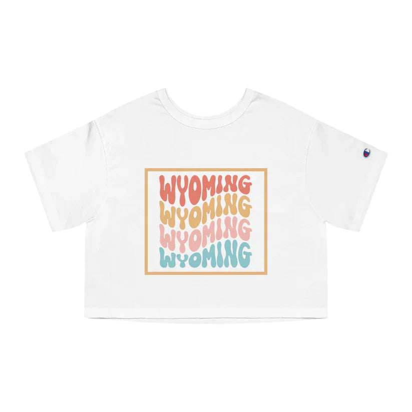 Cropped Tee Shirt, Colorful Wyoming T shirt, Front, The Wyo Shop