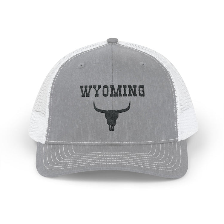 Western Cap, Horn Hat, Bull Horn Hat, Snapback, Wyoming, Front, Grey, The Wyo Shop