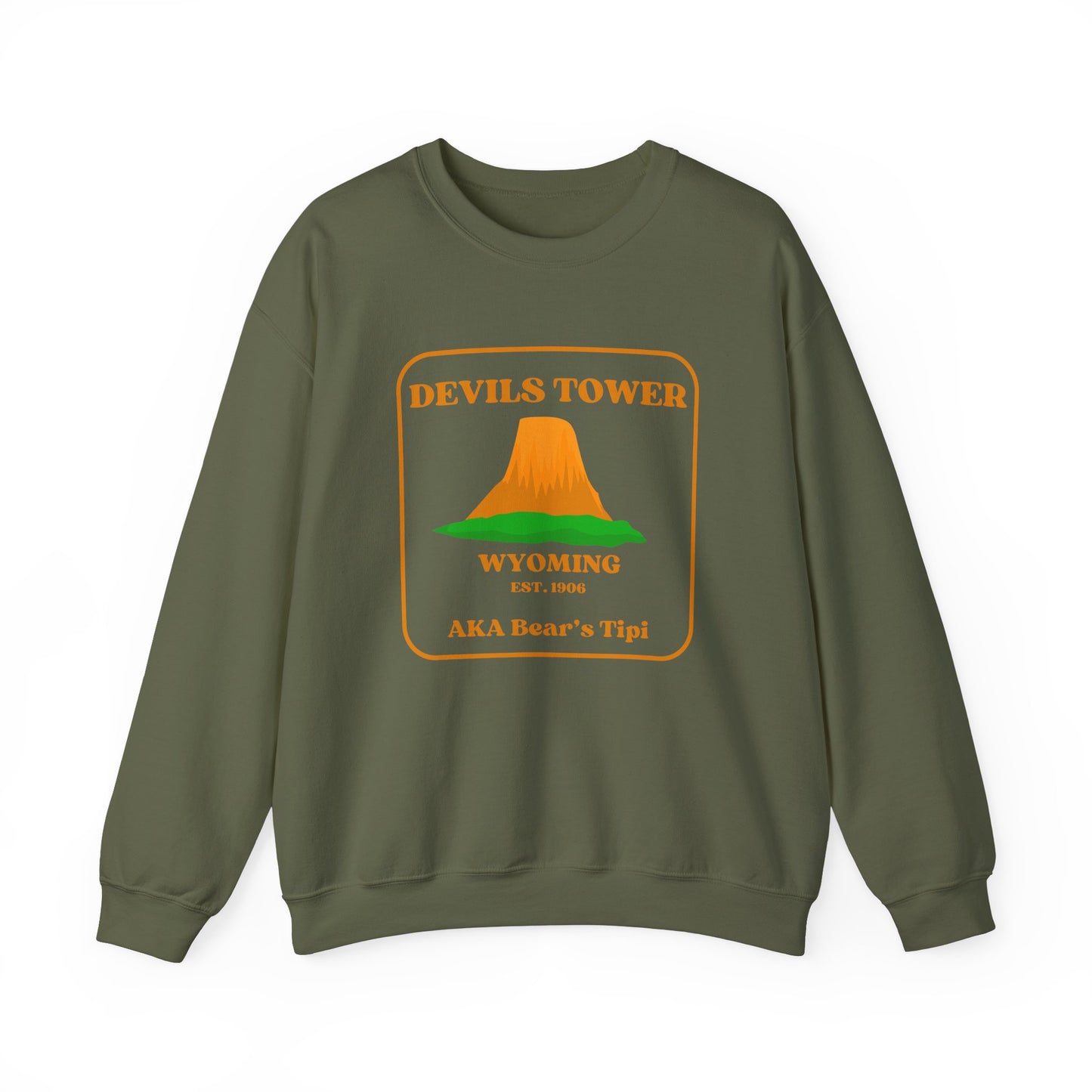 Wyoming Crewneck Sweatshirt, Devils Tower Sweatshirt - Unisex Pullover, Mountain Graphic Jumper, Outdoor Adventure Clothing, Gift for