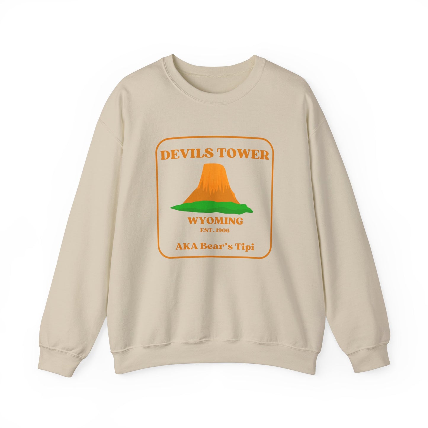 Wyoming Crewneck Sweatshirt, Devils Tower Sweatshirt - Unisex Pullover, Mountain Graphic Jumper, Outdoor Adventure Clothing, Gift for