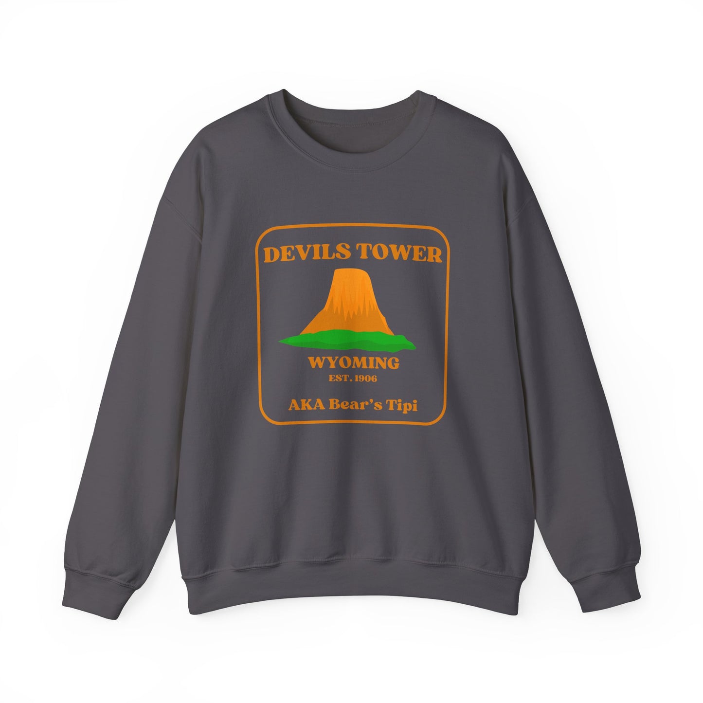 Wyoming Crewneck Sweatshirt, Devils Tower Sweatshirt - Unisex Pullover, Mountain Graphic Jumper, Outdoor Adventure Clothing, Gift for